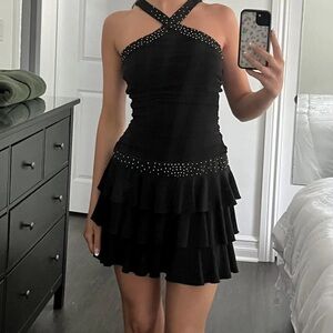Elegant Black Halter Dress